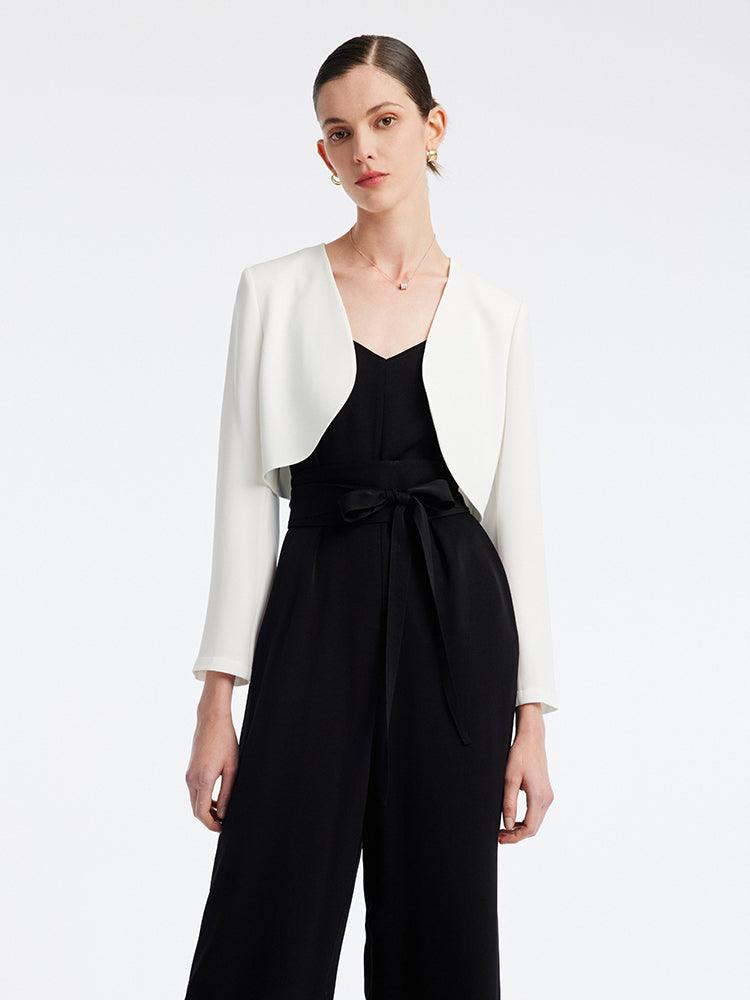 White Acetate Crop Coat GOELIA