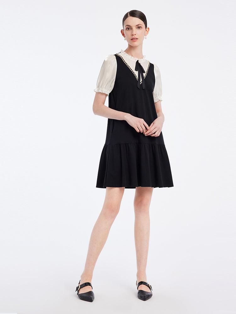 Commuter Style Knitted Patchwork Dress GOELIA