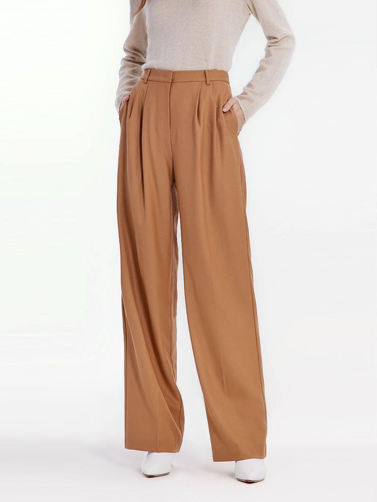 Worsted Wool Straight Full Length Pants GOELIA