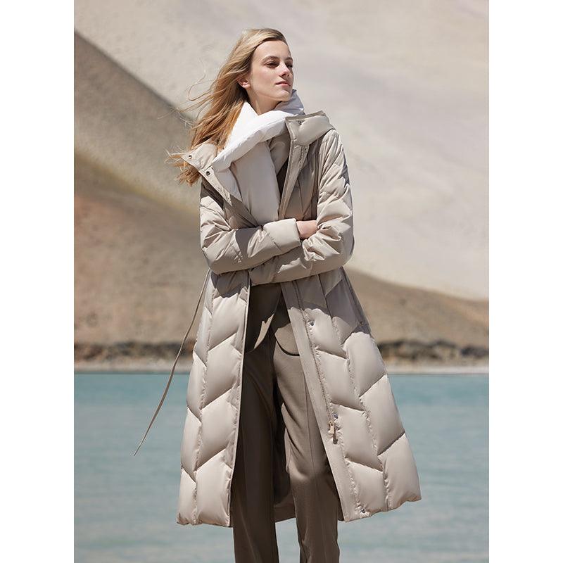 Tight Hooded Long Goose Down Coat GOELIA