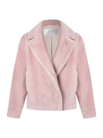 Lapel Double-Breasted Teddy Lamb Wool Short Coat GOELIA