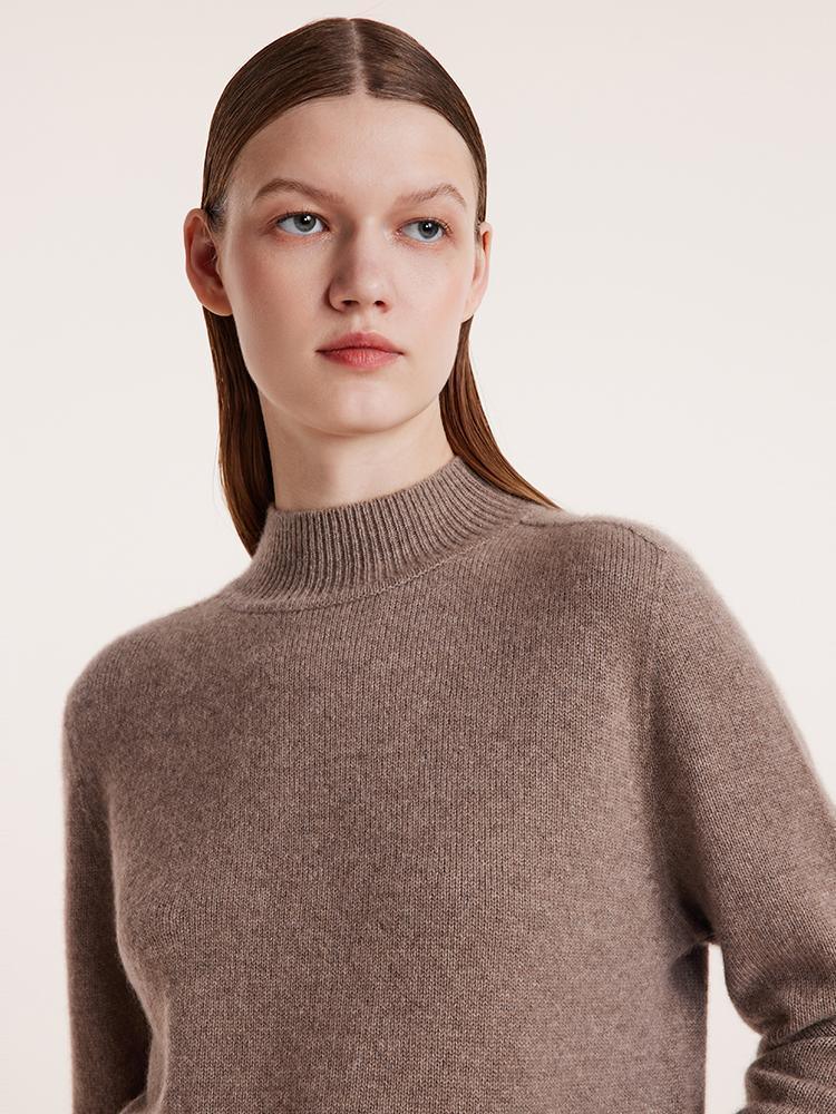 Pure Cashmere Seamless Mock Neck Slim Sweater GOELIA