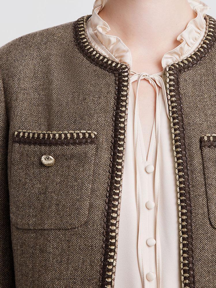 Retro Brown Washable Wool Jacket GOELIA