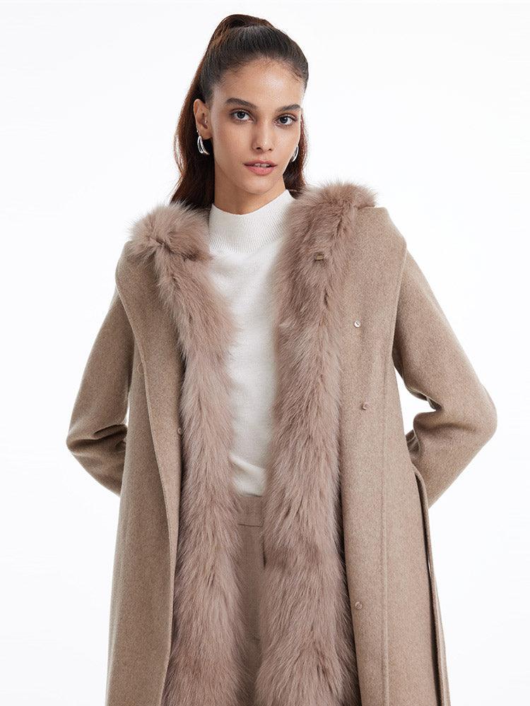 Pure Cashmere Fox Fur Waistcoat Two-piece Coat GOELIA