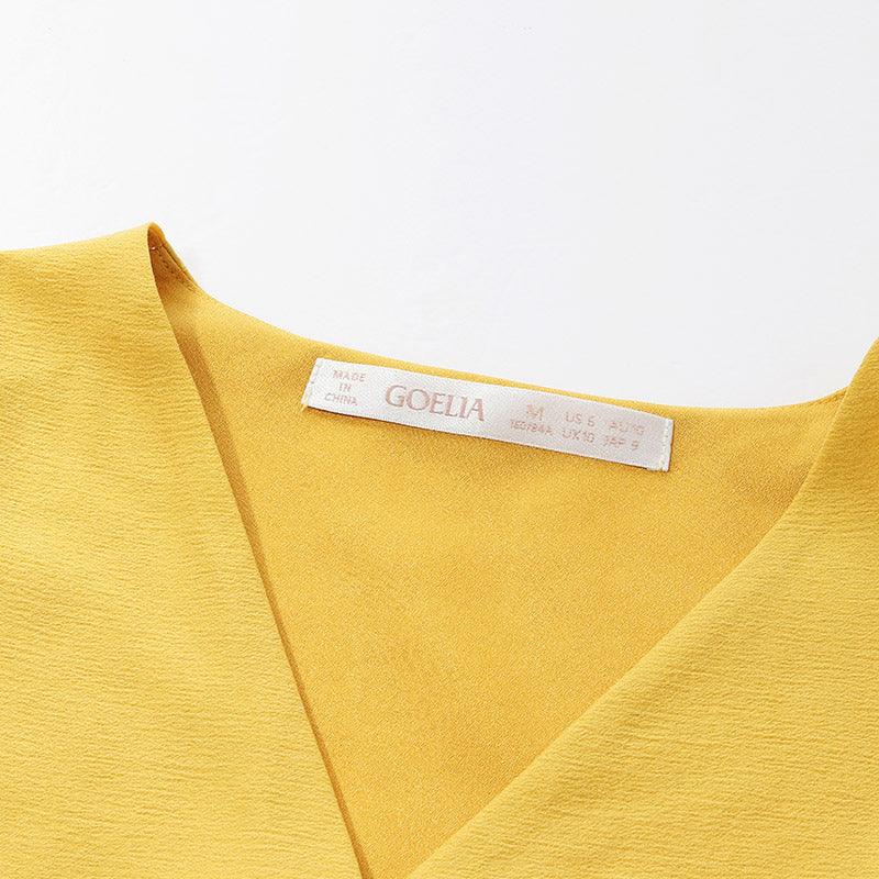 Yellow Ruffle Sleeve Two-Piece Suit GOELIA