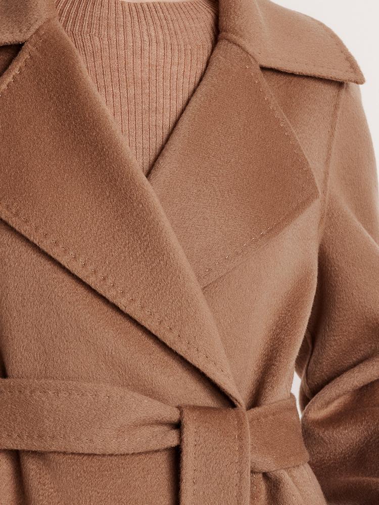 Camel Pure Cashmere Lapel Coat GOELIA