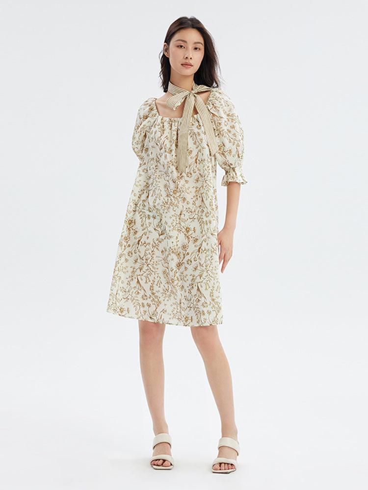 Floral Cotton Printed A-line Dress GOELIA