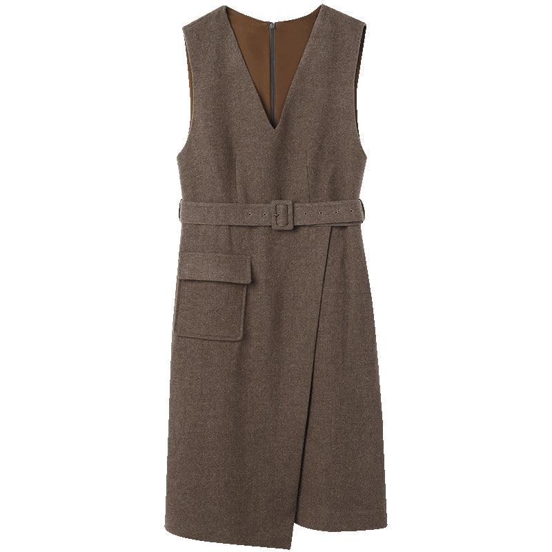 Asymmetric Washable Wool Vest Dress GOELIA