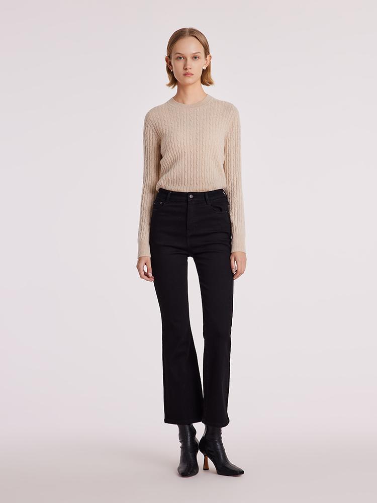 Pure Cashmere Seamless Cable Knit Sweater GOELIA