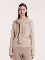 Beige Pure Cashmere Mock Neck Sweater GOELIA
