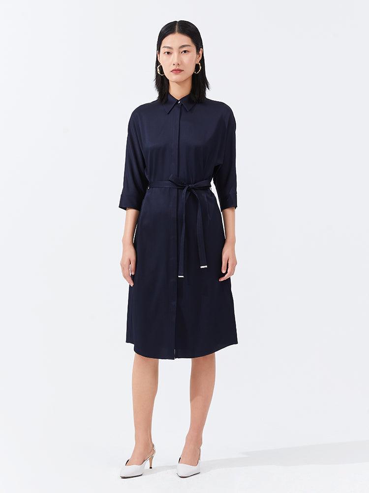 Silk Shirt-Style Oversized Dress GOELIA