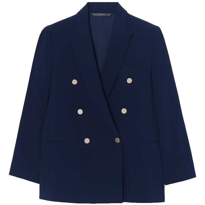 Royal Blue Triacetate Double-Breasted Blazer GOELIA