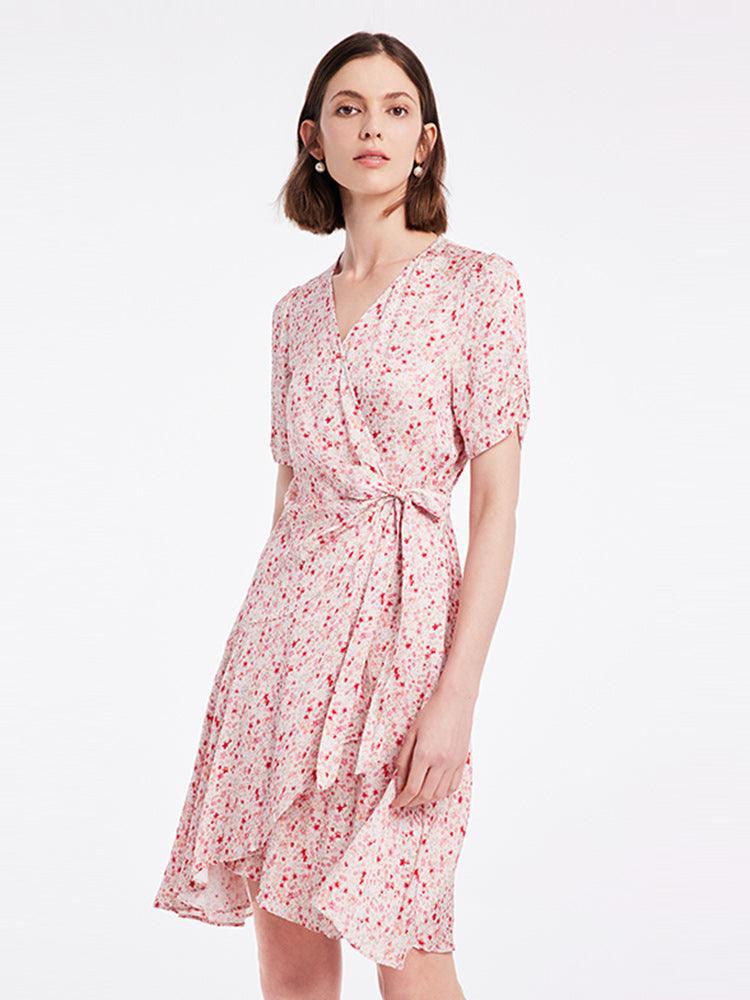 Floral Lace Up Wrap Dress GOELIA