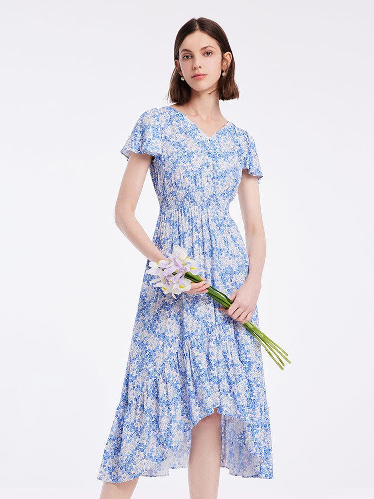 V-neck Floral Fishtail Dress GOELIA