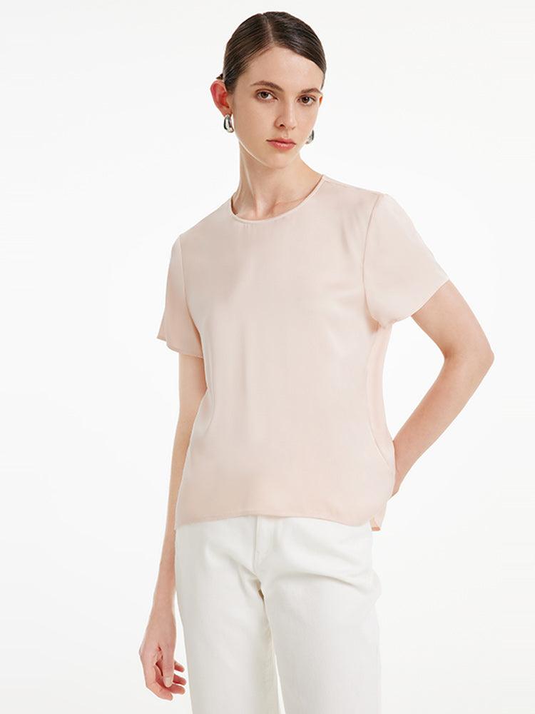 22 Momme Silk Short Sleeve Woven Top GOELIA