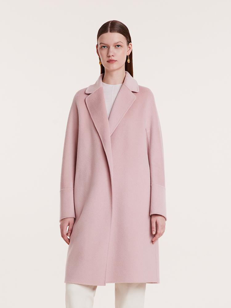 Notched Lapel Wool And Cashmere Wrapped Coat GOELIA