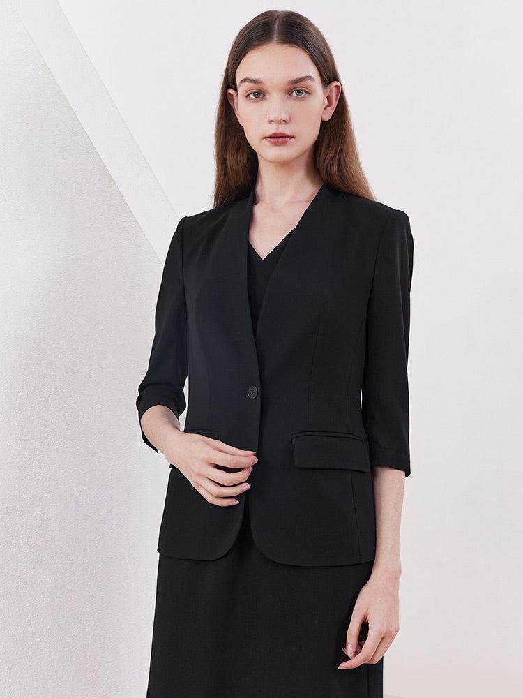 Black Slim One-Bottom Blazer GOELIA