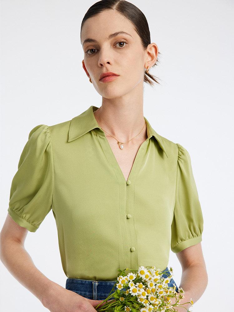 22MM Silk Slim V-Neck Shirt GOELIA