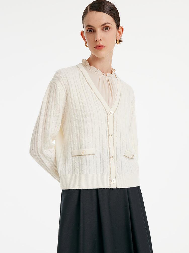 White Wool Cardigan GOELIA