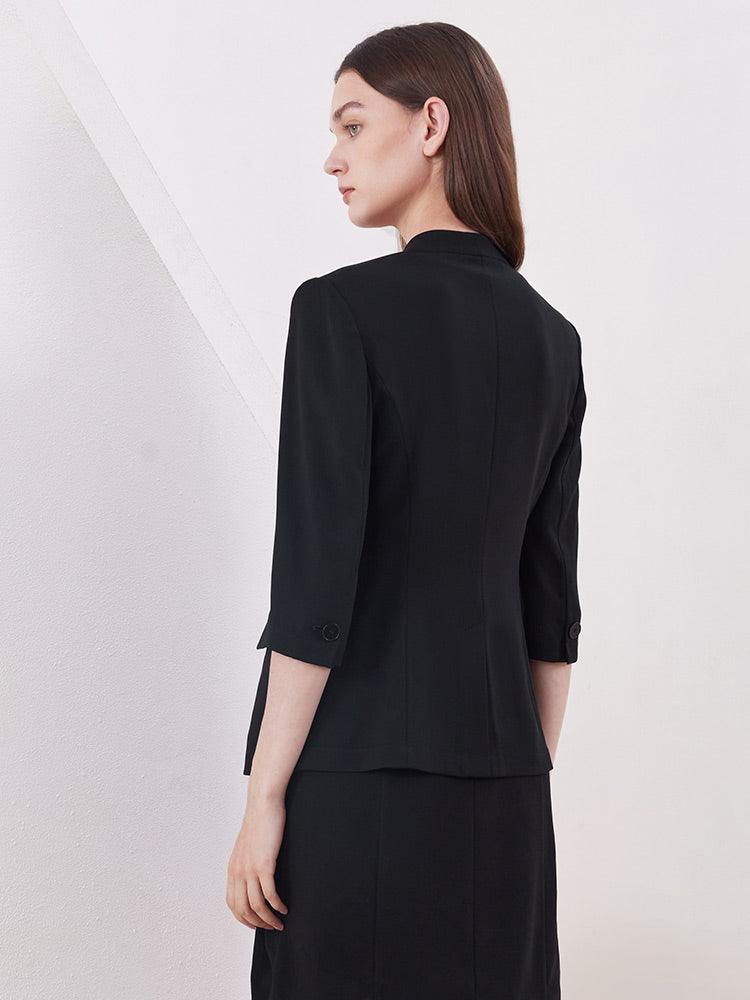 Black Slim One-Bottom Blazer GOELIA