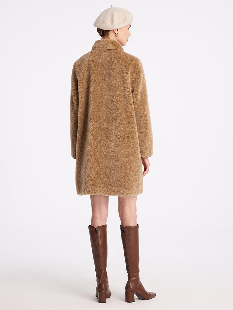 Mid-Length Teddy Lamb Wool Coat GOELIA