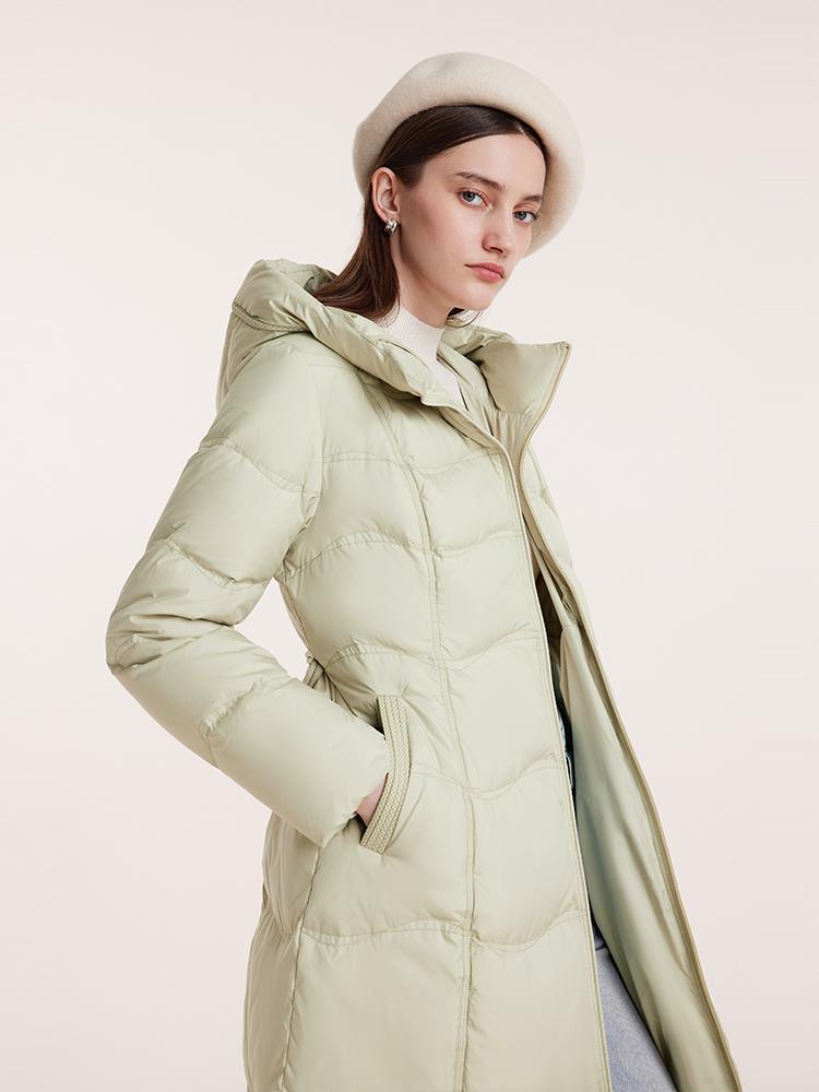 Hooded Slim Mid-Length Goose Down Garment GOELIA