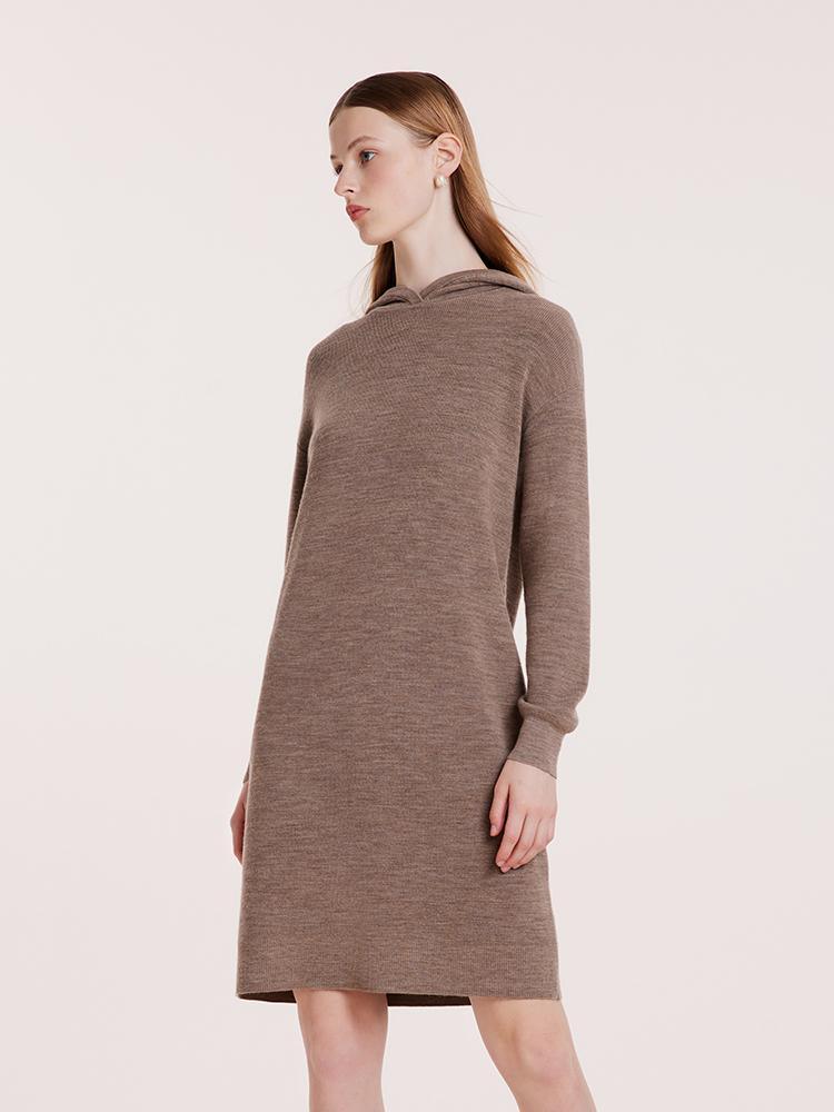 Machine Washable Wool Hooded Knit Dress GOELIA