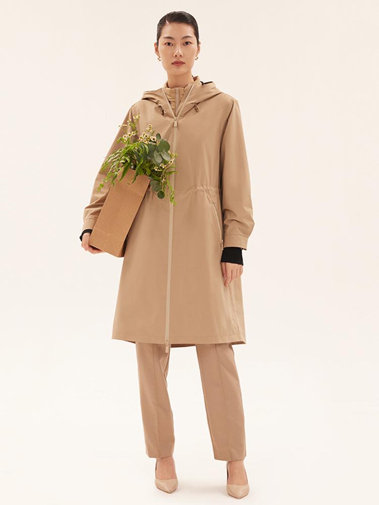 Camel Trench Coat & Down Vest Two-Piece Set GOELIA