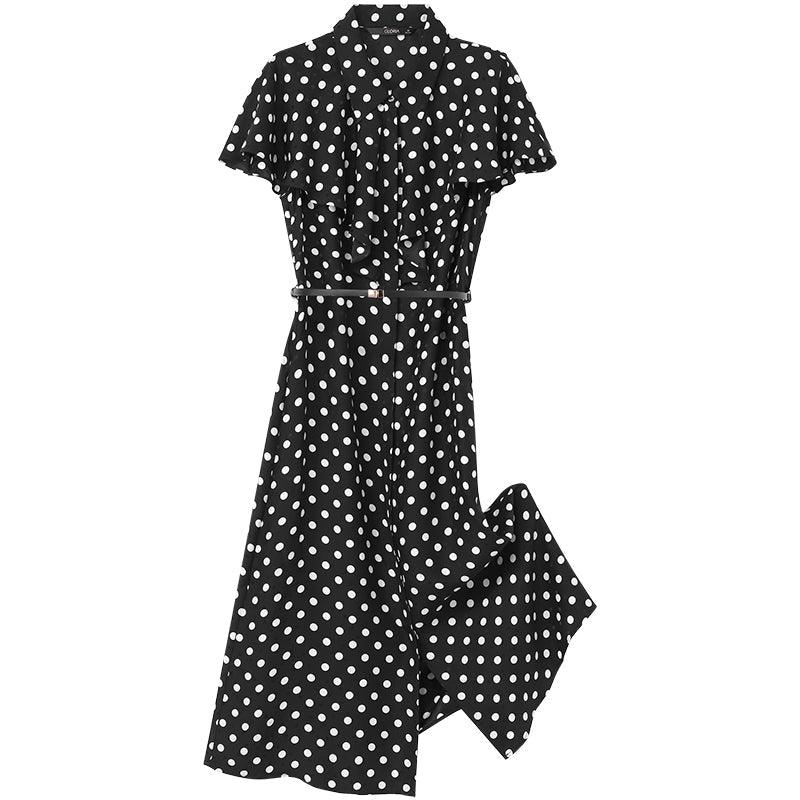 16.5 MM Silk Polka Dots Cape Dress GOELIA