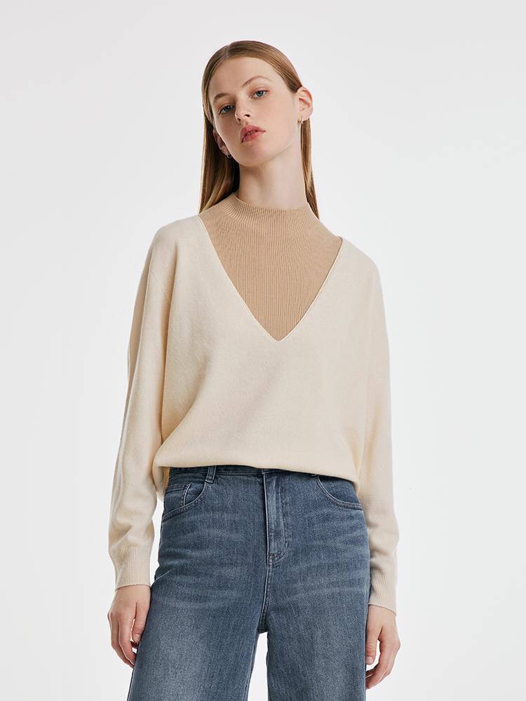 Seamless Woolen Sweater And Mock Neck Top GOELIA