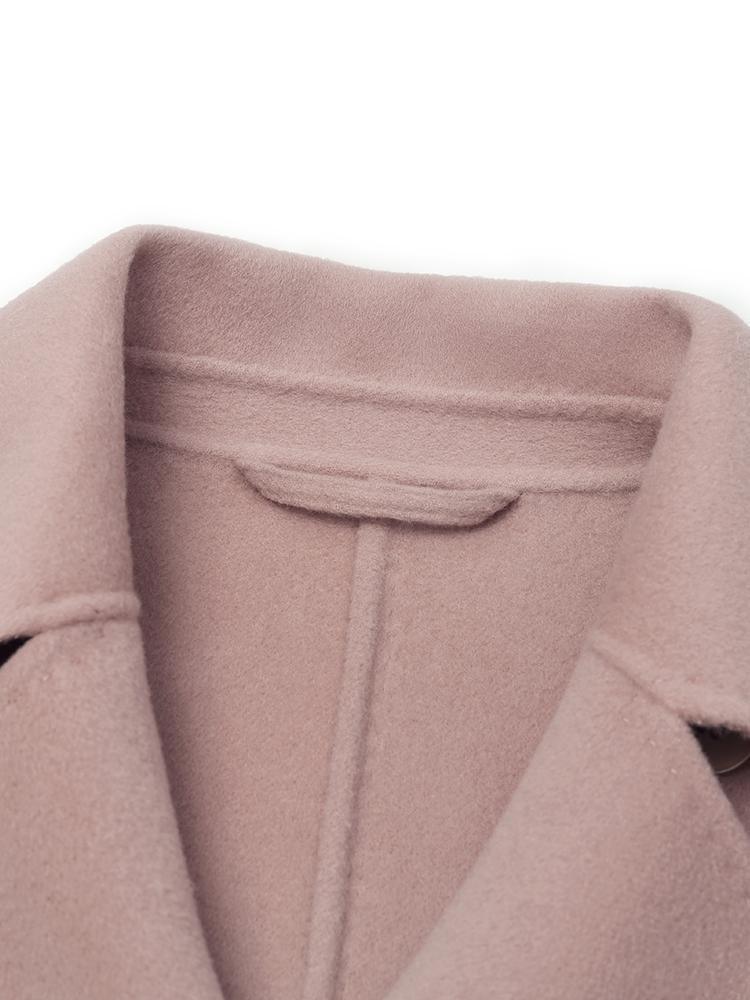 Pink Pure Cashmere Straight Lapel Coat GOELIA