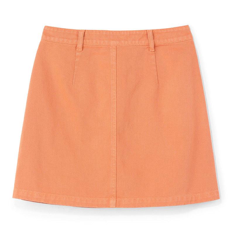 Orange Denim A-Line Skirt GOELIA