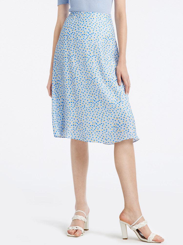 16.5 Momme Silk Polka Dots Midi Skirt GOELIA