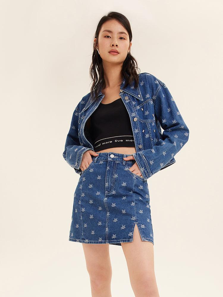 Jacquard Denim Skirt GOELIA