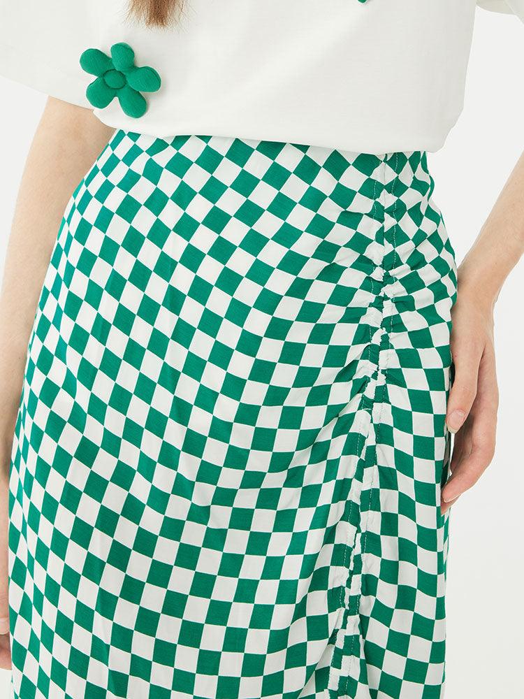 Checkerboard Slip & Shirring Dress Set GOELIA