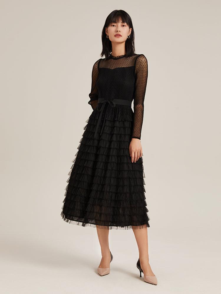 Pleated Tiered Dress GOELIA