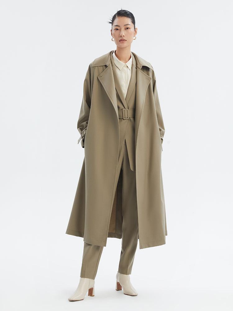 Worsted Wool Oversized Trench Coat GOELIA