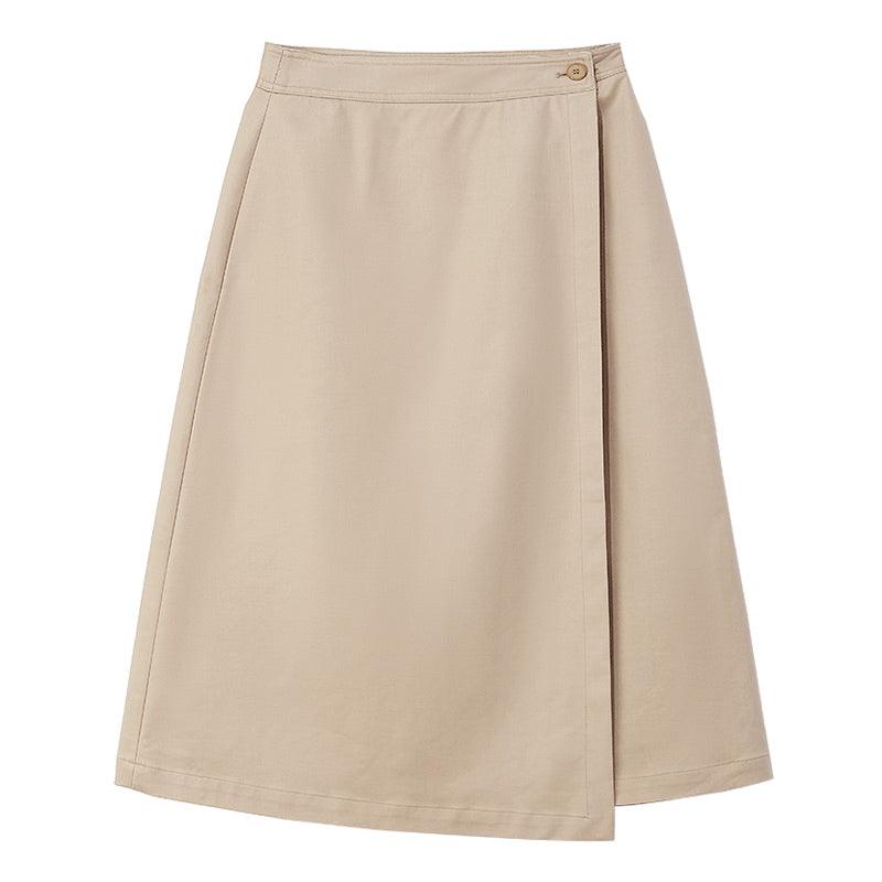 Light Khaki One-Buttom Double-Layer Skirt GOELIA