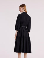 Machine Washable Silk Wool Dress With Belt GOELIA