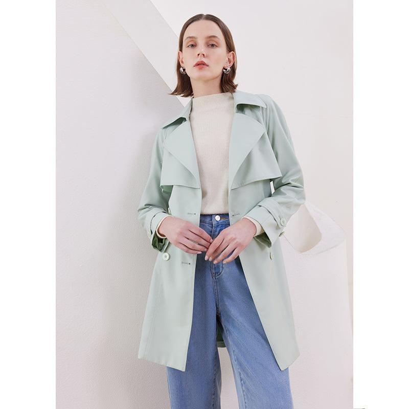 Candy Color Worsted Woolen Mid-length Trench Coat GOELIA