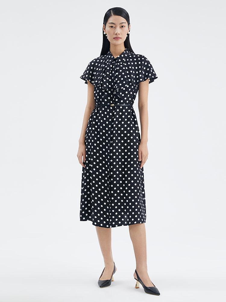 16.5 MM Silk Polka Dots Cape Dress GOELIA