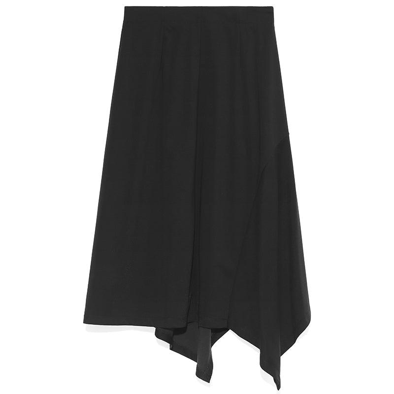 Black Tencel Asymmetrical Skirt GOELIA