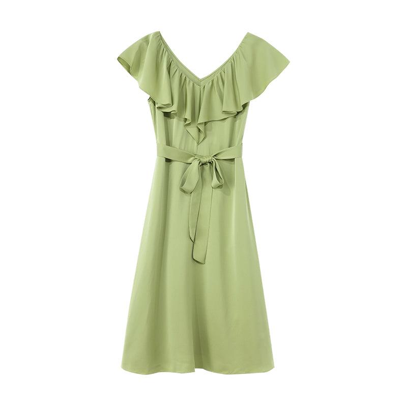 22Mm Silk Green Dress GOELIA