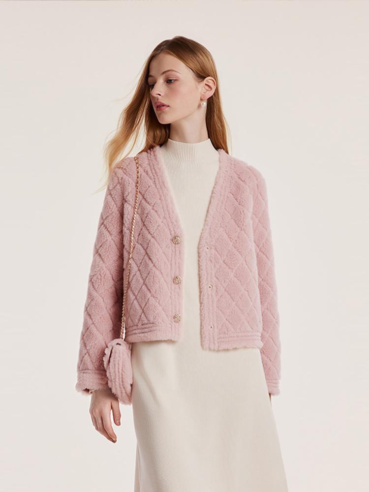 Pink Velour Short Coat With Bag GOELIA