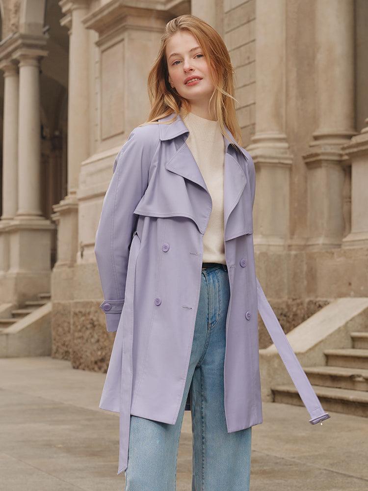 Candy Color Worsted Woolen Mid-length Trench Coat GOELIA