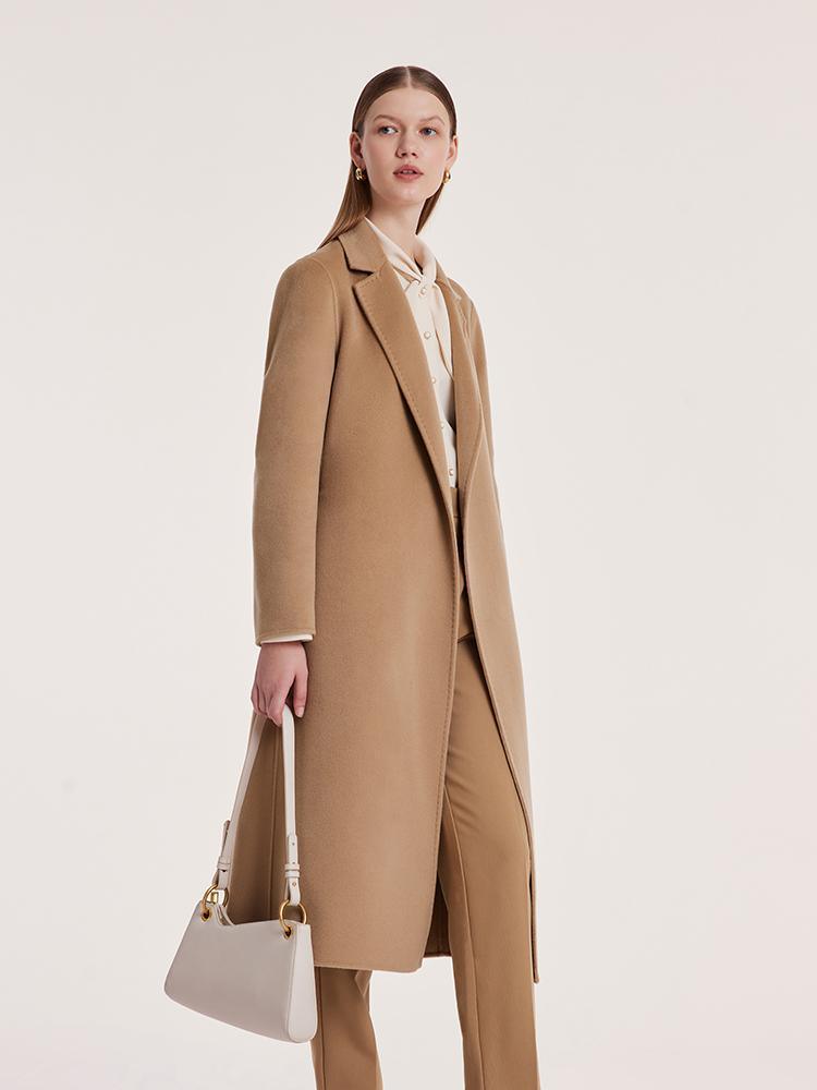 Camel Wool Double-Faced Notched Lapel Coat GOELIA