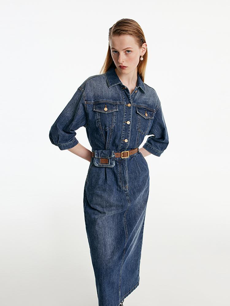 Shirt-Style Denim Dress GOELIA