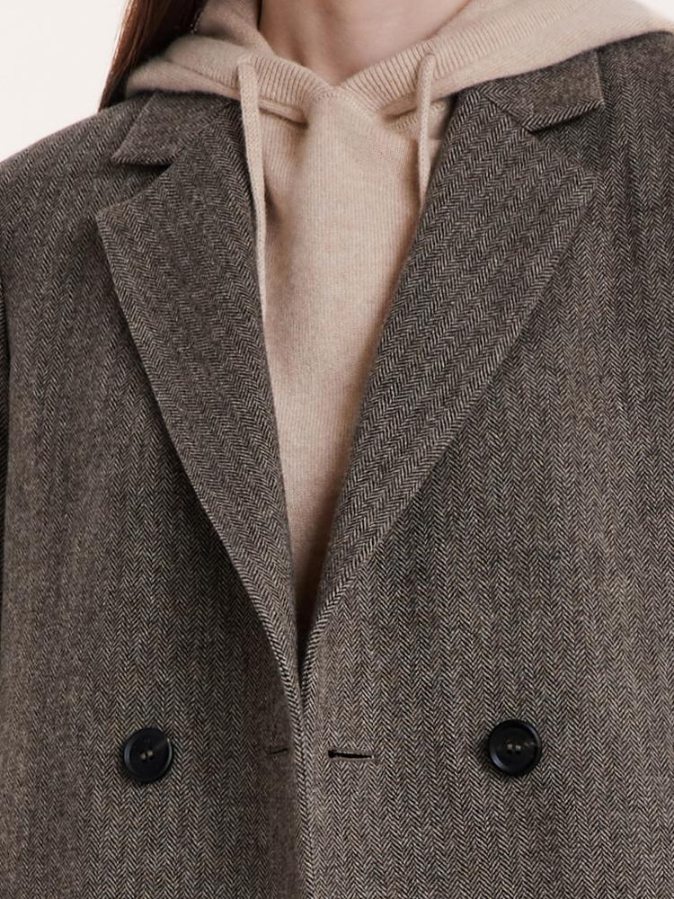 Washable Wool Notched Lapel Coat GOELIA