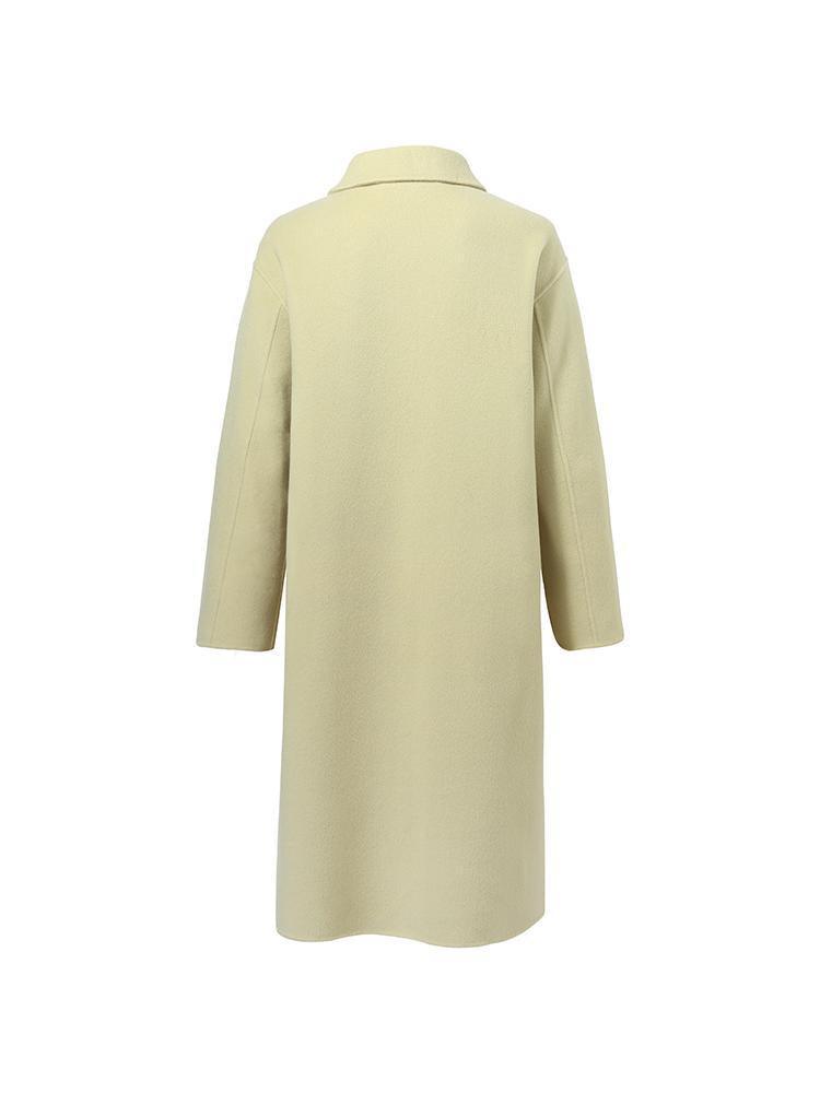 Green Pure Wool Lapel Double-Faced Coat GOELIA