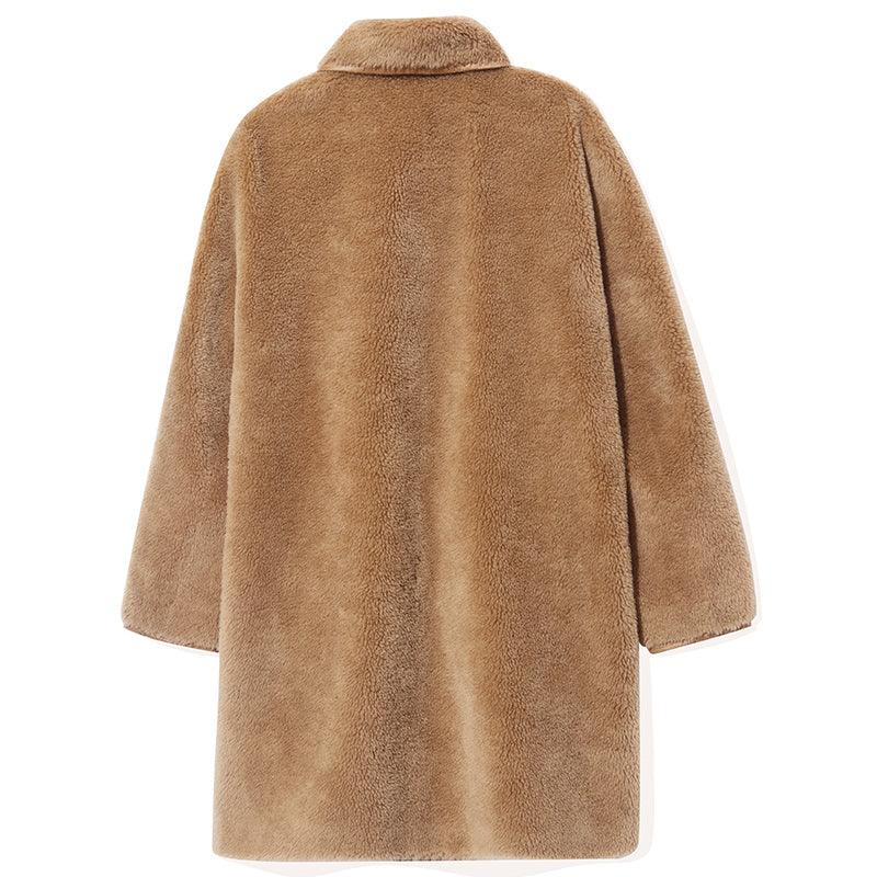 Mid-Length Teddy Lamb Wool Coat GOELIA